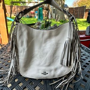 Beautiful Fringe All Leather Coach Shoulder Bag